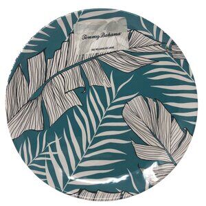 Tommy Bahama Salad Dessert Plates Teal Tropical Leaves Melamine Set of 4